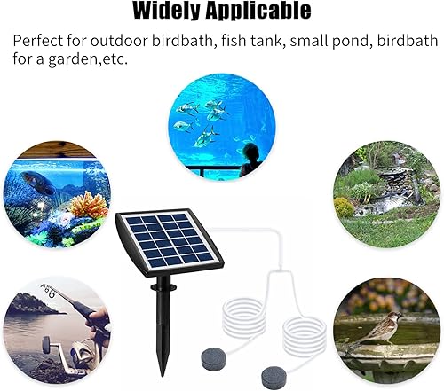 Miniatura 7 de Andoer Bomba de oxígeno solar enchufable de 6 V 2 W con tubo de 8.2 pies, 2 piedras de burbujas de aire, oxigenador para acuario, aireador de