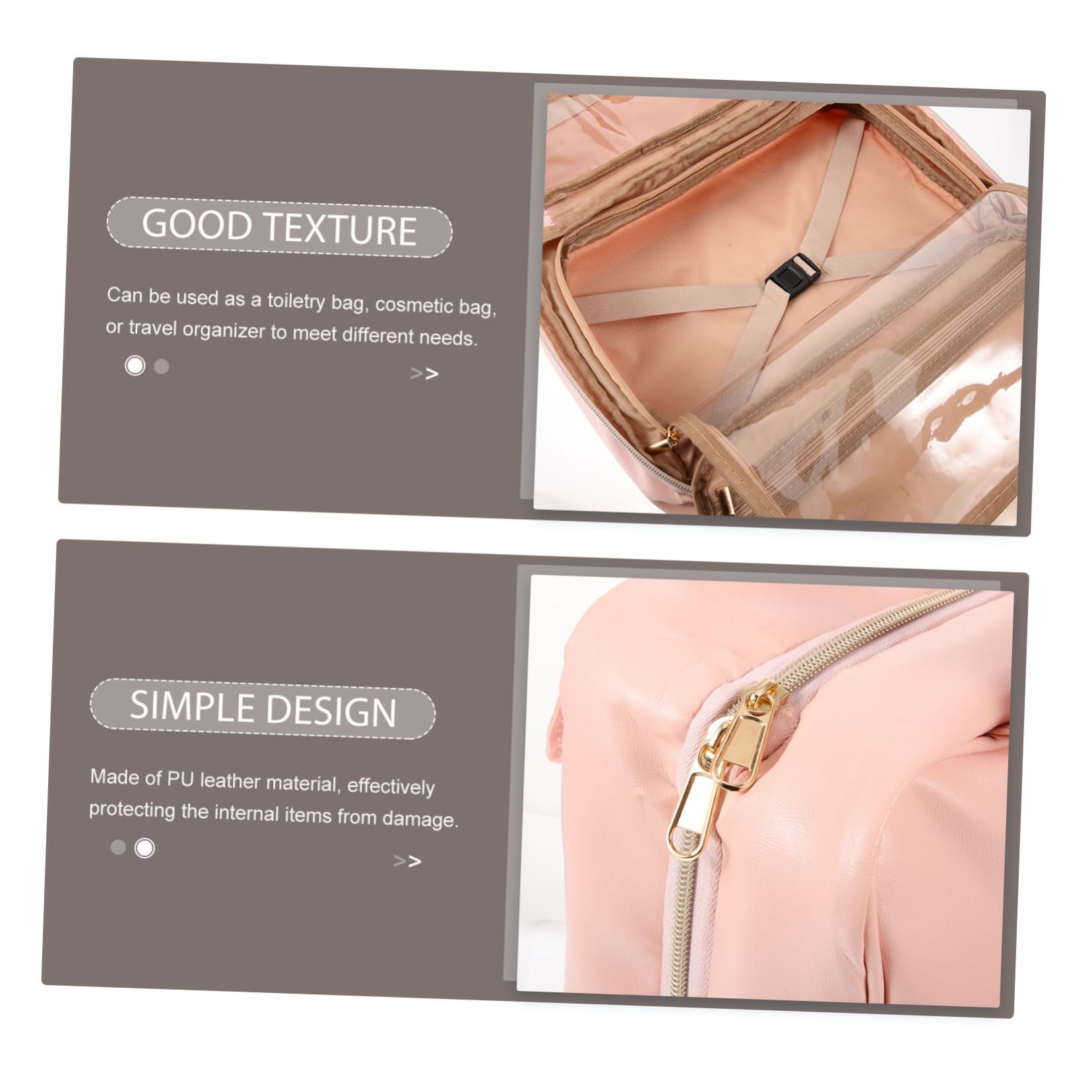 BESTYASH Neceser de Viaje para Mujer, Bolsa Colgante de PU Compartimentos Múltiples y Asa, Adecuado para Guardar Cosméticos en Viajes