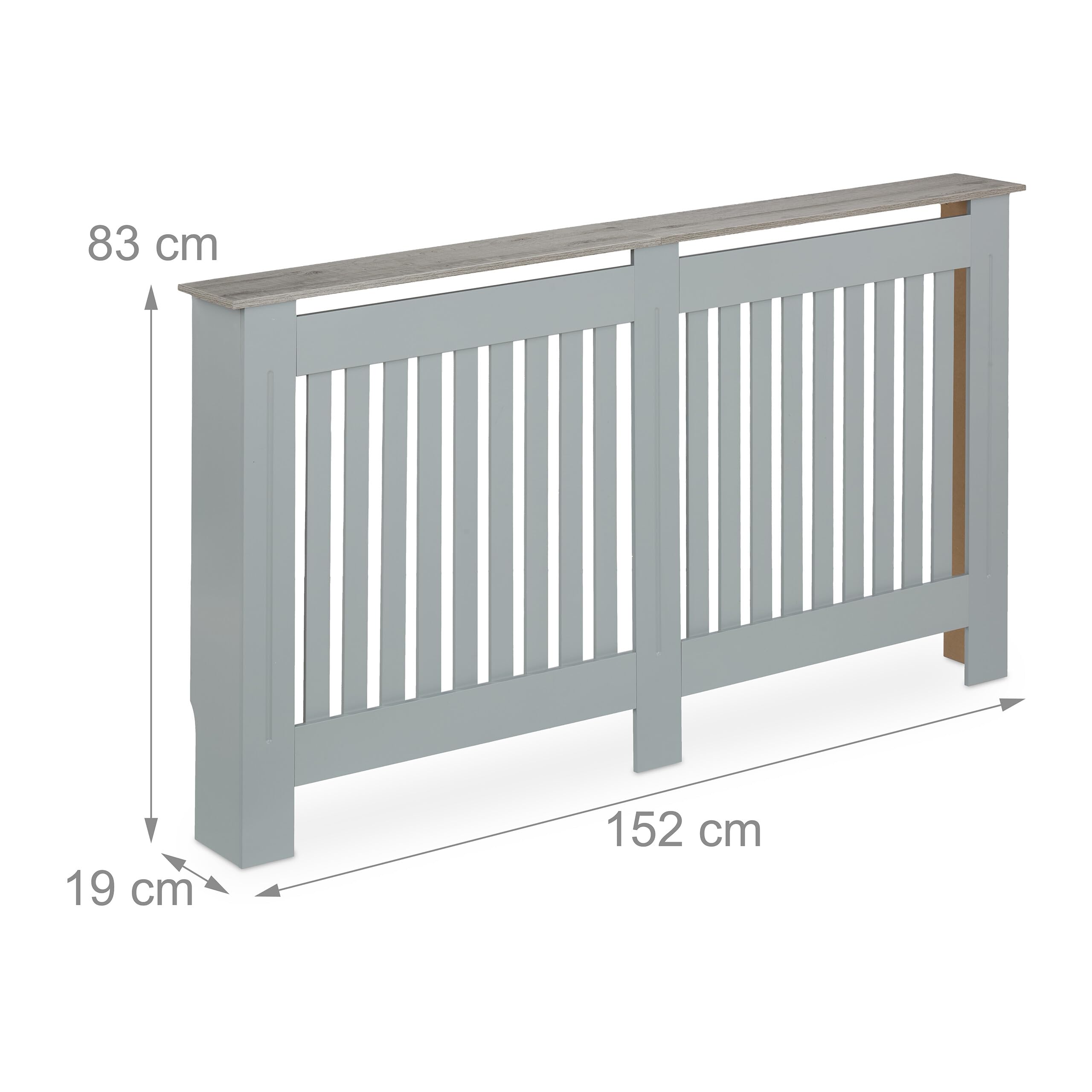 Relaxdays Cache-radiateur, Design Moderne, Tablette Pratique, en MDF, H x L x P : 83 x 152 x 19 cm, Gris