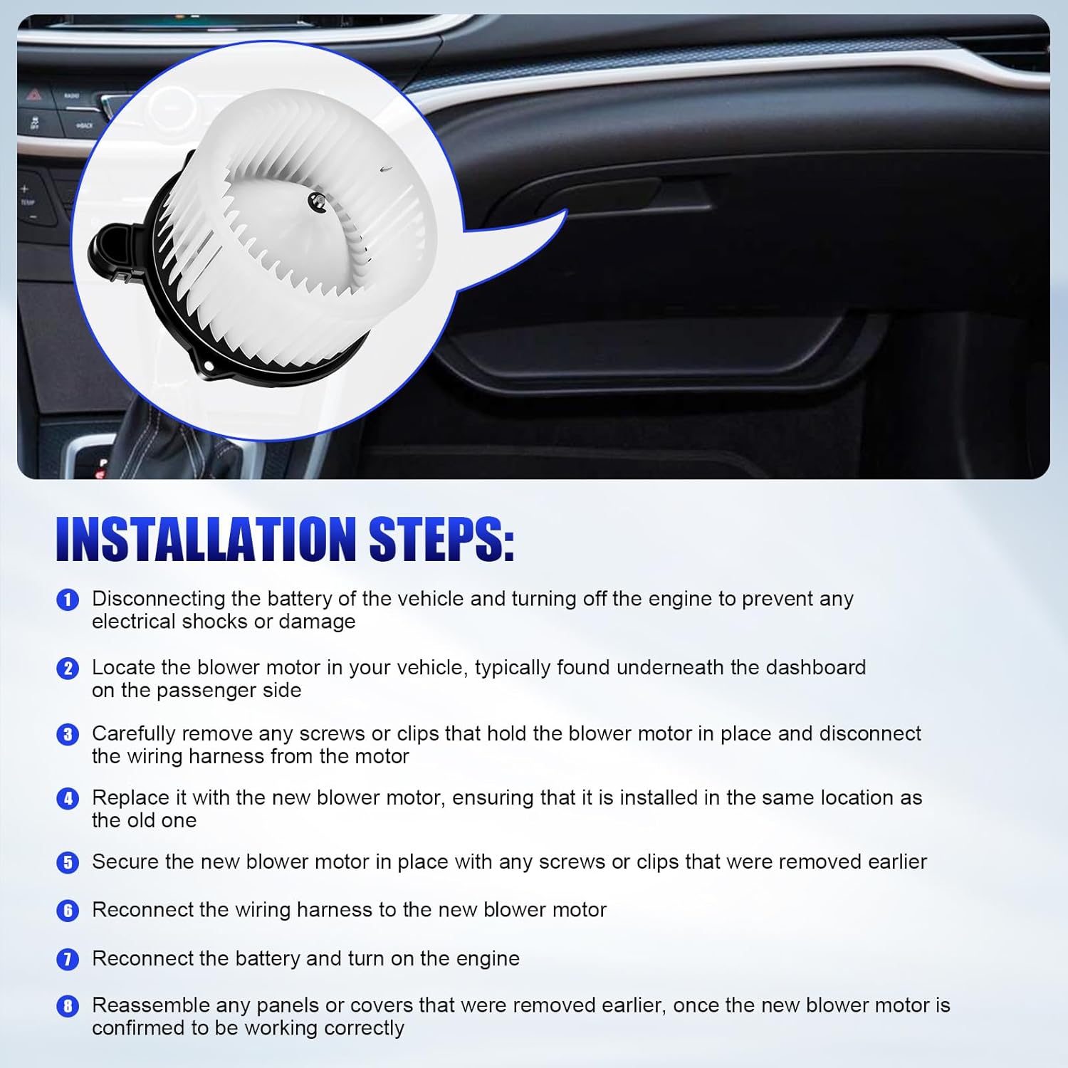 Front AC Heater Blower Motor with Fan Fits for 2011 2012 2013 2014 2015 2016 Hyundai Elantra Sonata Azera Equus Kia Optima Forte Forte5 Cadenza Replaces 700259 971132Y000