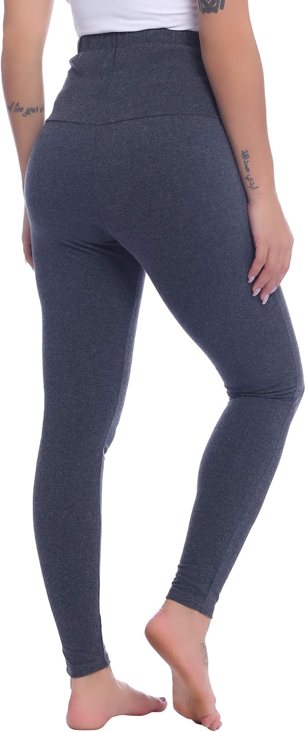 Joyaria Womens Cotton Maternity Leggings Pants Over The Belly Pregnancy Active Wear Workout Yoga Tights Pants S-XXL - Image 5