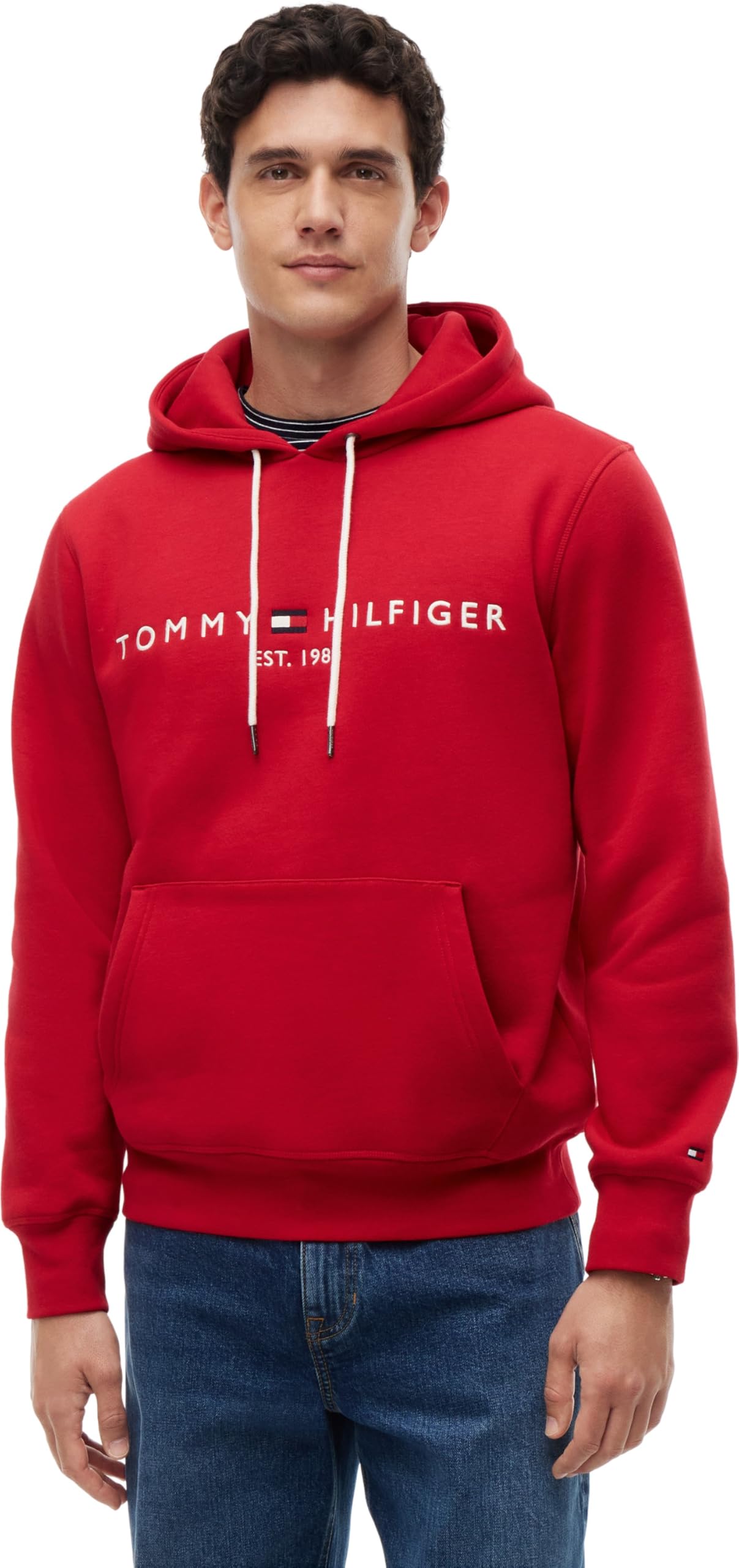 Tommy Hilfiger Men's Hoodie Tommy Logo, Red (Medium Red), XXL