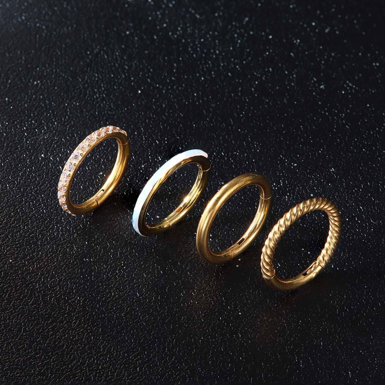 Jstyle 14G Belly Button Ring 316L Surgical Steel Belly Rings Hoop for Women Clear CZ Opal Clicker Hoop Belly Button Rings Gold Silver Small Navel Belly Body Piercing Jewelry 8mm 10mm 12mm - Image 7