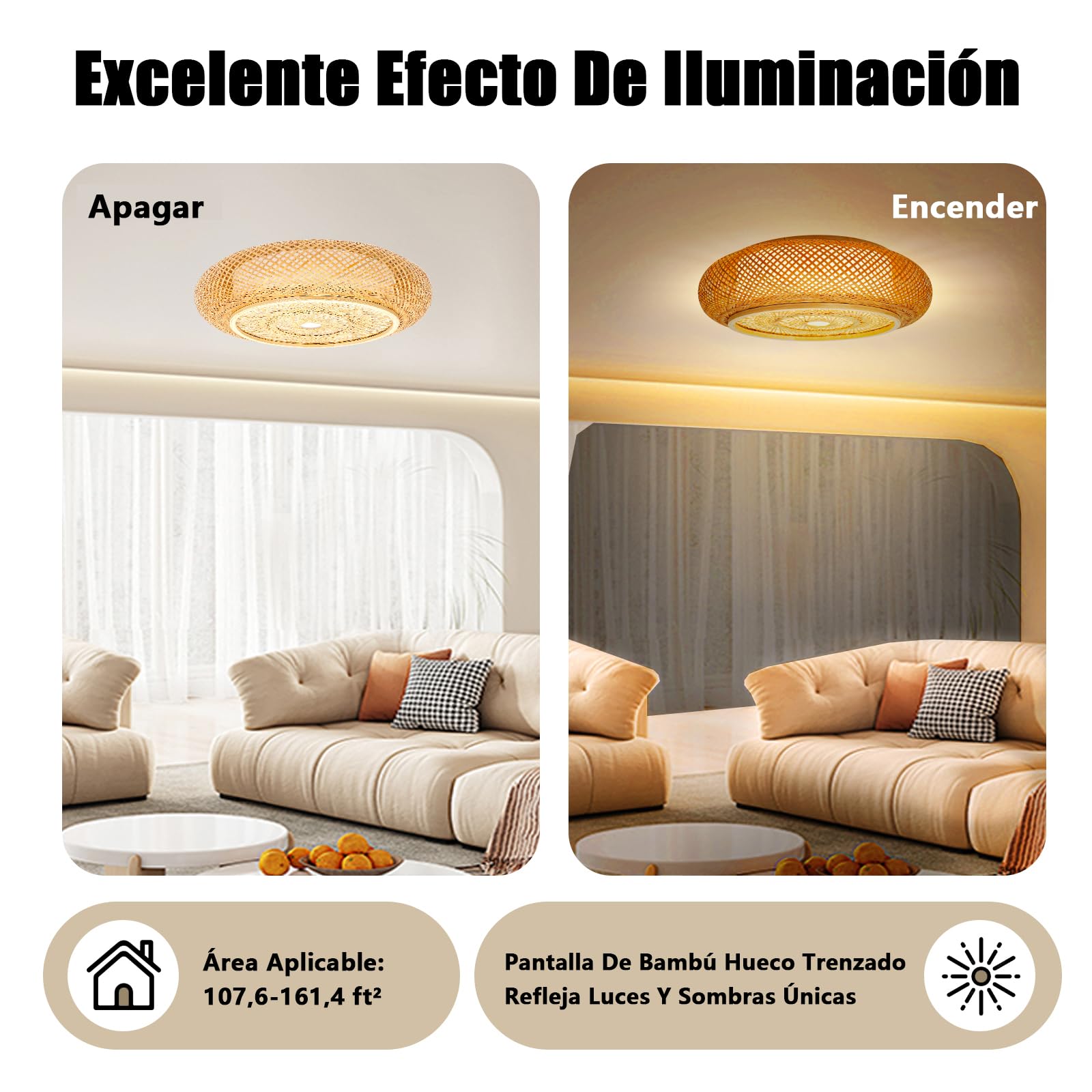 Lámpara de techo retro de bambú, 3 luces, País País, Boho, tejida a mano, lámpara LED de madera, 50 x 16 cm, lámpara colgante de ratán para LED/bombilla/lámpara fluorescente