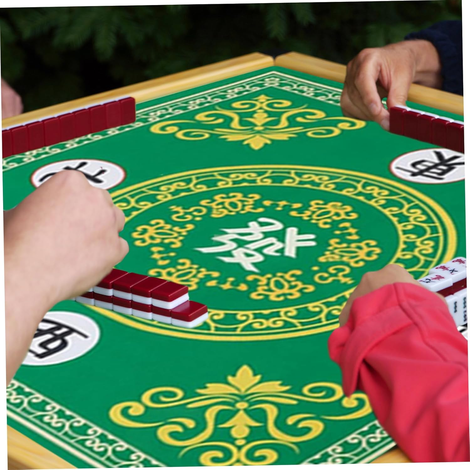Mahjong Mat 27.6x27.6 Polyester Mahjong Table Mat with Clear Prints Fade-Resistant Mahjong Mat for Table Card Board Tile Games Gift, Style 2 Mahjong Mat for Table