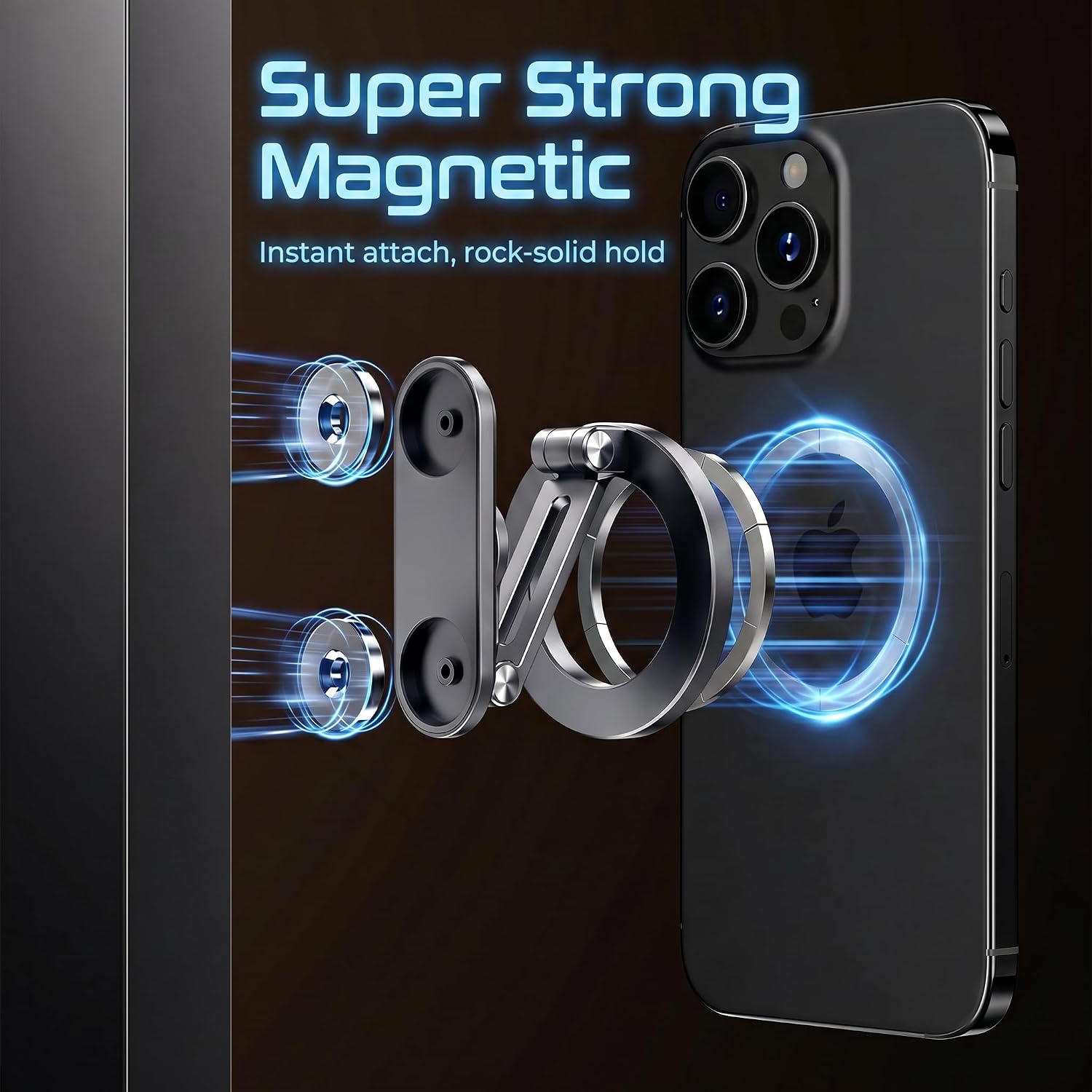 Multi-Functional Double-Sided Magnetic Phone Stand & Grip, Deep Space Gray | Foldable, 360° Rotatable, Strong Magnetic Adsorption, Ultra-Portable