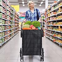 Vista 7 de Lifetime Home Carrito de compras mejorado con ruedas giratorias de 360° y forro impermeable para comestibles, ropa sucia de compras, plegable