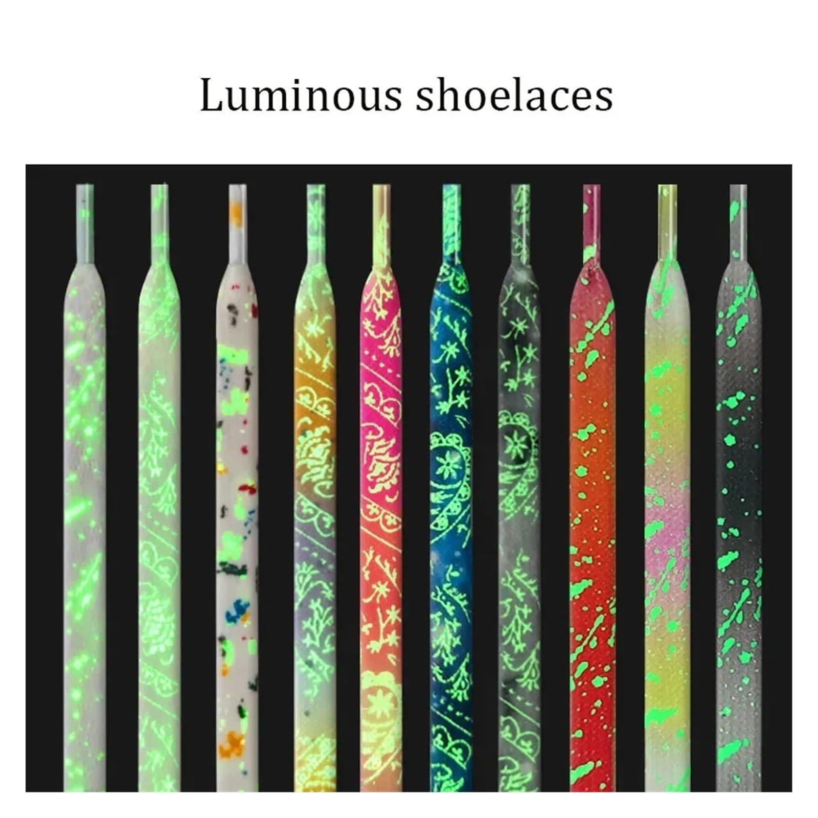 Cordones, Luminoso for Zapatos Cordones Planos for Zapatillas de Deporte Lona Fluorescentes Brillantes(Black,140cm)
