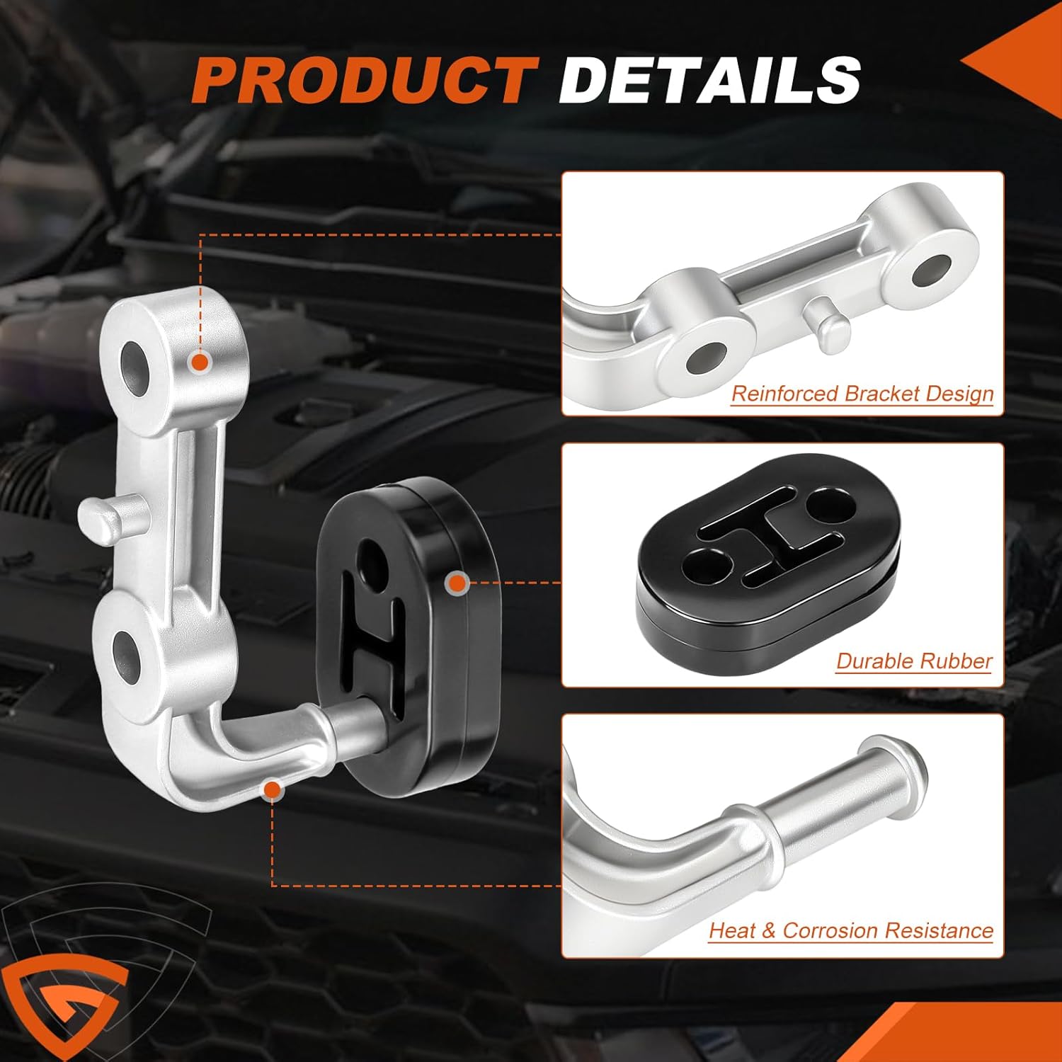 Rear Left & Right Exhaust Bracket Muffler Support Assembly Compatible with Dodge Ram 1500 3.0L 5.7L 6.2L 2019-2025, Replaces# 68275662AB 68395841AA, w/ 2Pcs Hanger Rubber