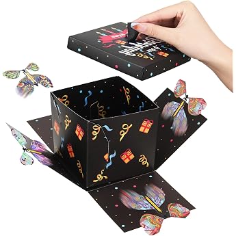 Surprise Box Birthday Gift Box DIY with Flying Butterflies Explosion Box Pop Up Surprise Box for Birthday Graduation Party Decoration