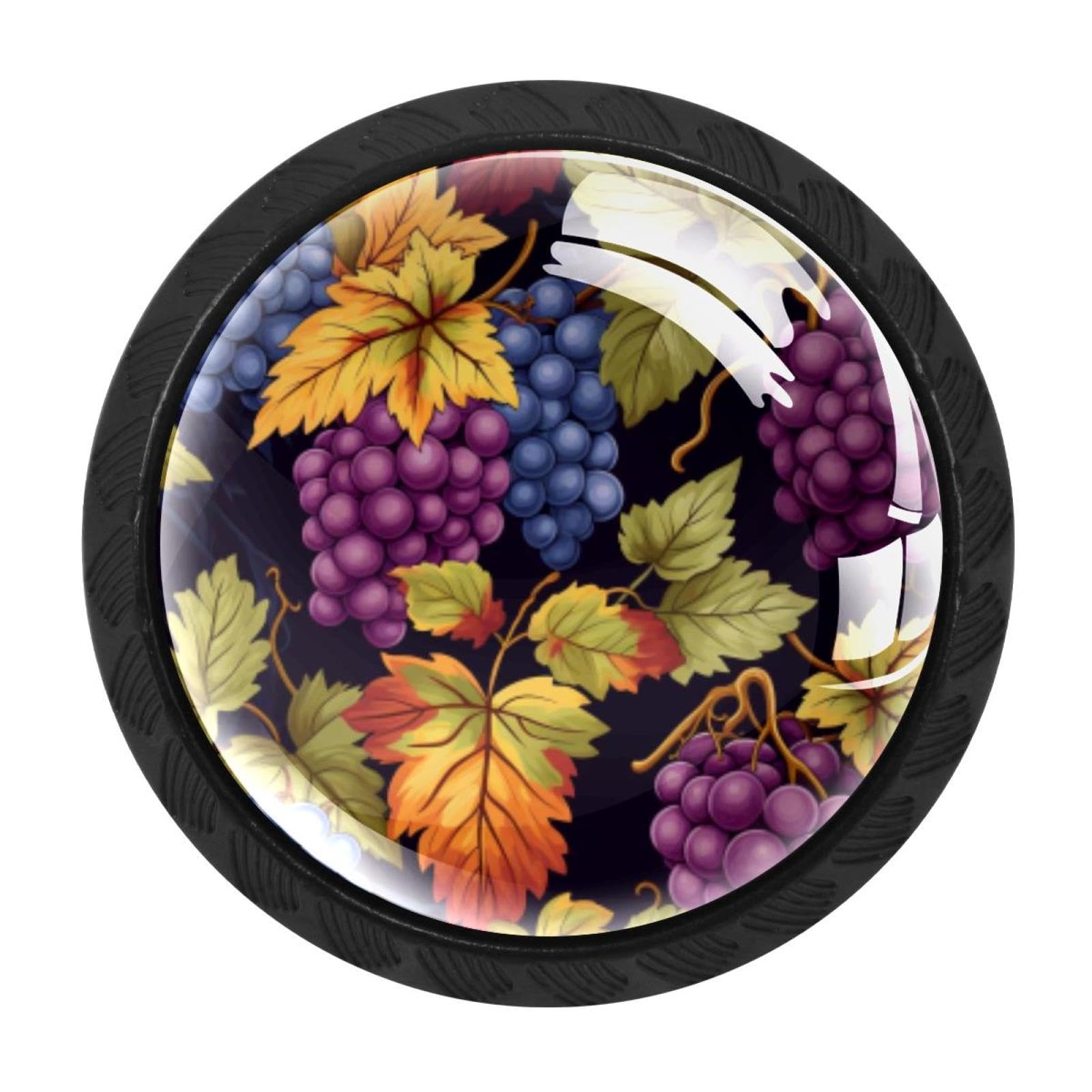 Chenzzzz Multicolored 19 4 Pieces Thanksgiving Grape Drawer Knobs, 35Mm Black Kitchen Cabinet Knobs, Drawer Pulls And Knobs, Glass Cabinet Hardware Single Hole Knob For Cabinets And Drawers Round
