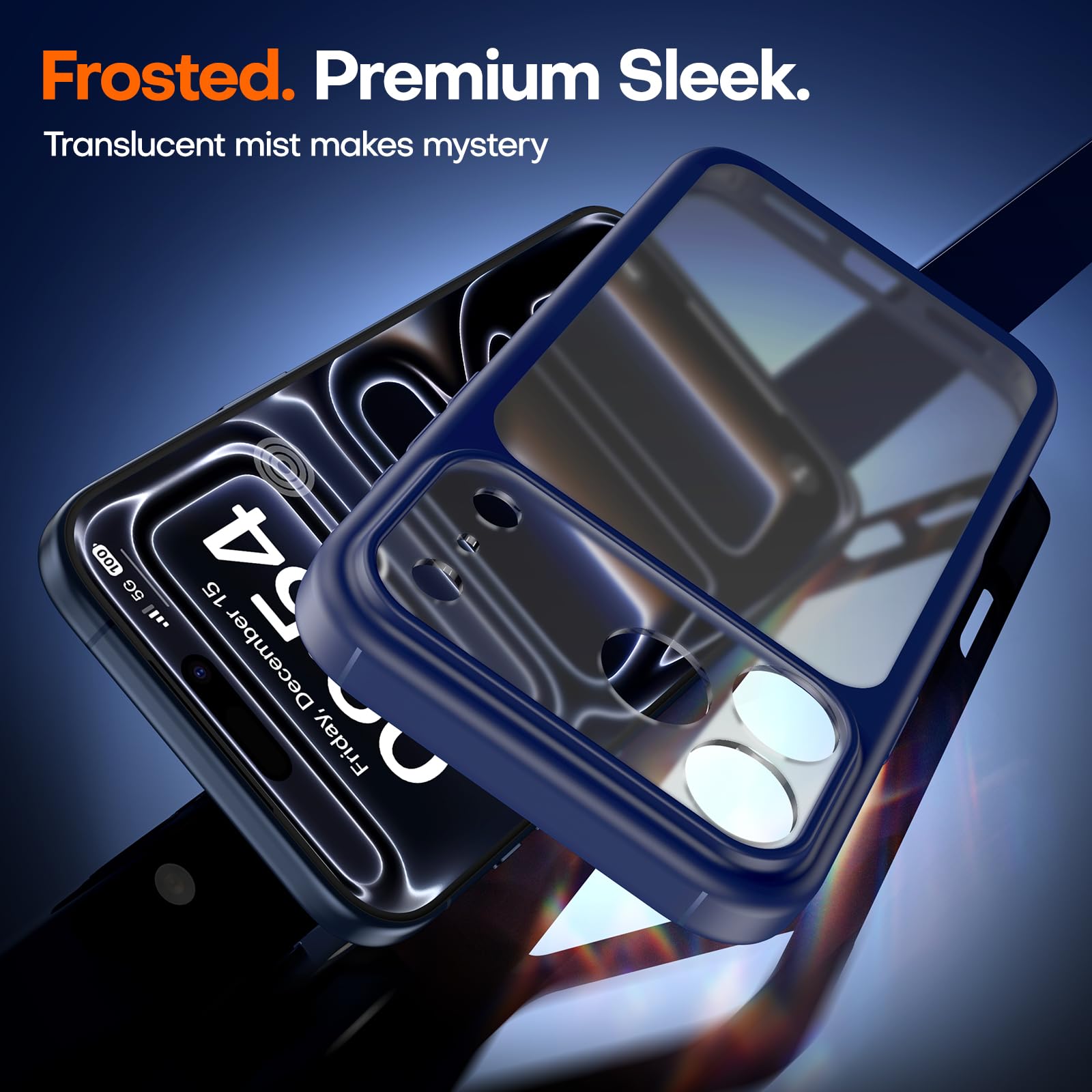 TAURI Cover per iPhone 17 Pro Max con Pellicola in Vetro Temperato,Protezione Completa della Fotocamera,Custodia Traslucida Opaca - Blu Opaco