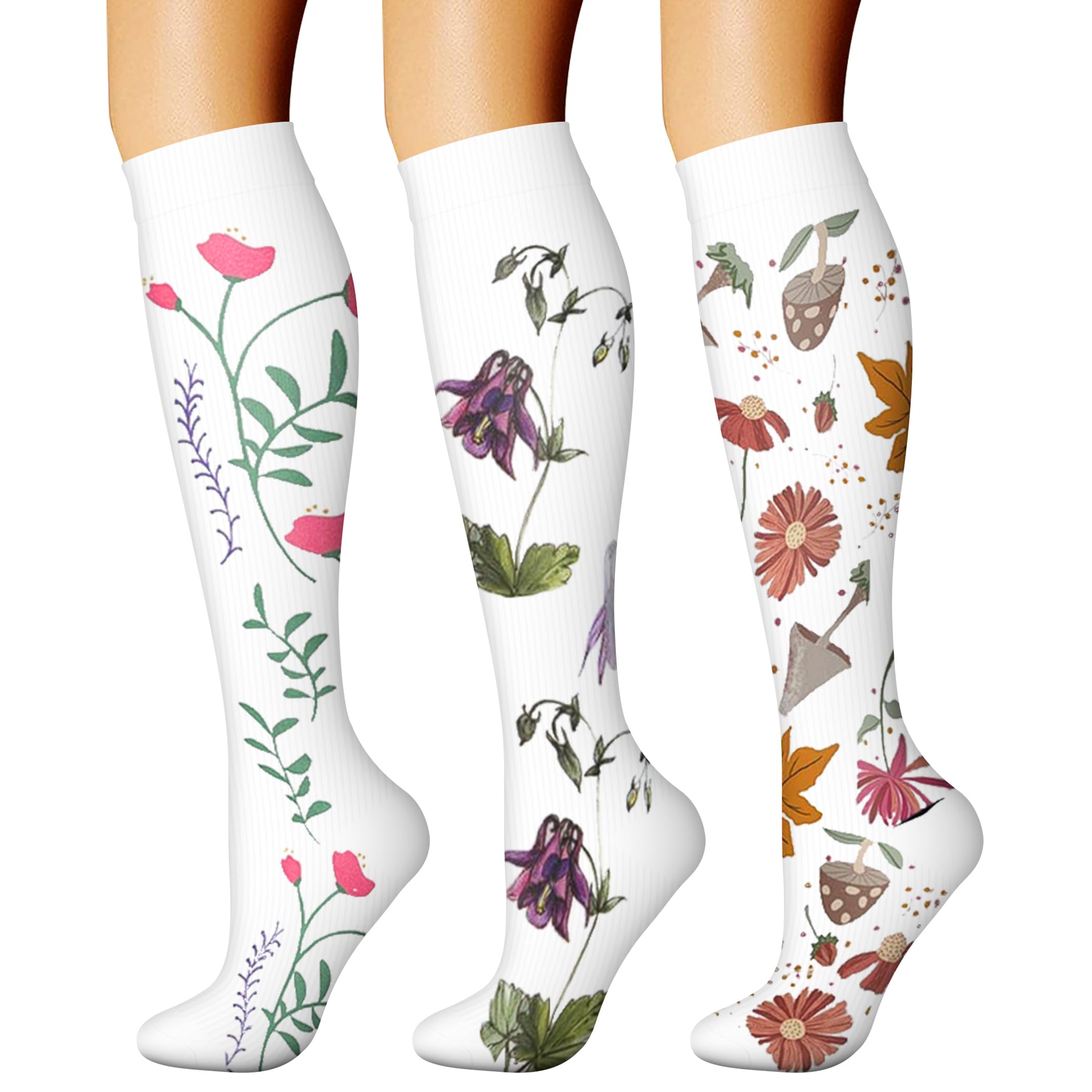 CHARMKING Compression Socks for Women &amp; Men Circulation (3 Pairs) 15-20 mmHg is Best Athletic for Running, Flight Travel, Support, Cycling, Pregnant - Boost Performance, Durability (S/M, Multi 66)