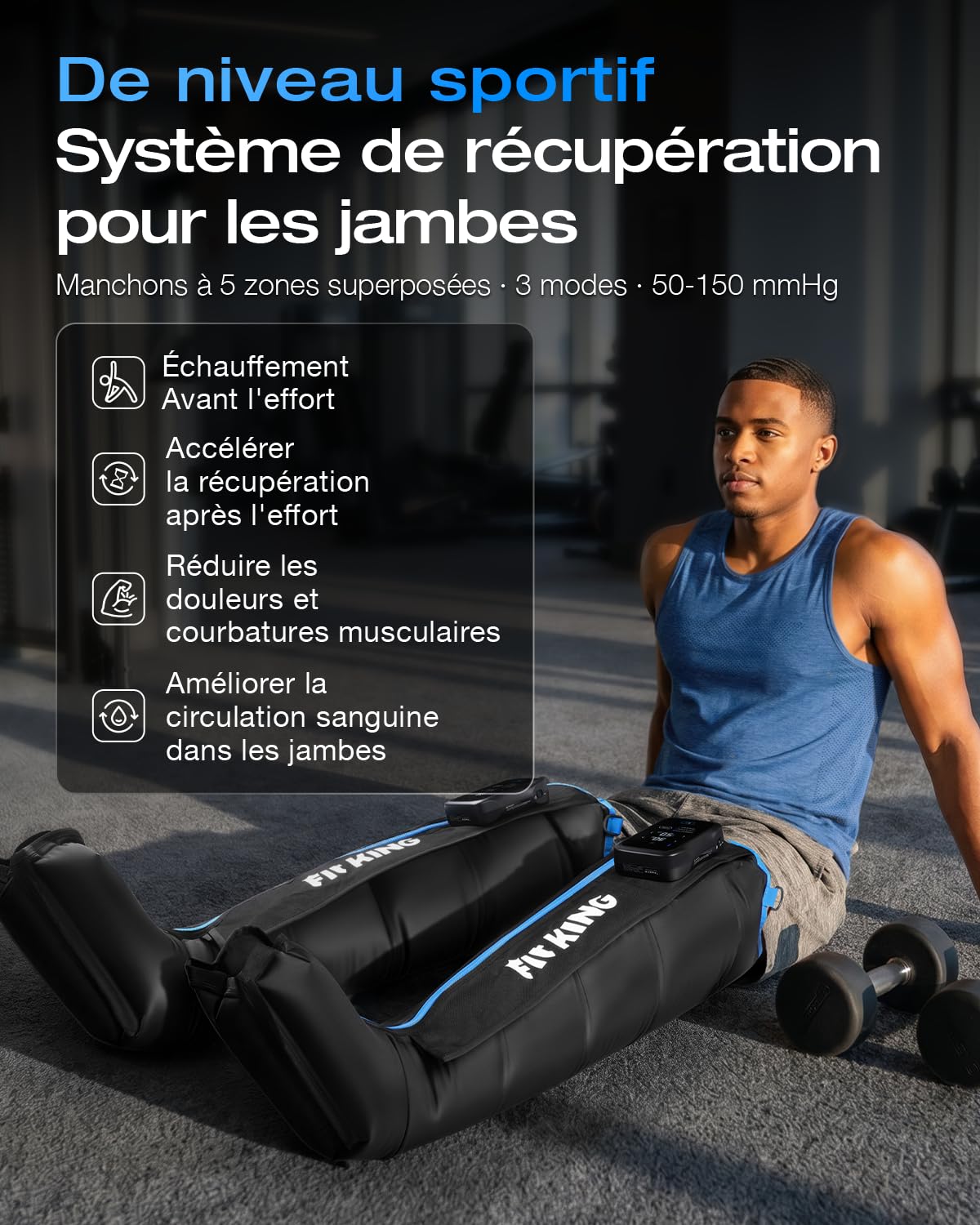 FIT KING Bottes Pressothérapie Jambes Sans Fil Synchronisation Bluetooth