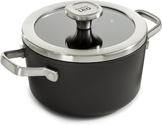 Graphite Non-stick Ceramic Stockpot 8", 3.3qt. With Glass Lid, Recycled Aluminum, CeraGreen Non-toxic Nonstick Coating, Full Disk Bottom, Oven-to-Table Cookware