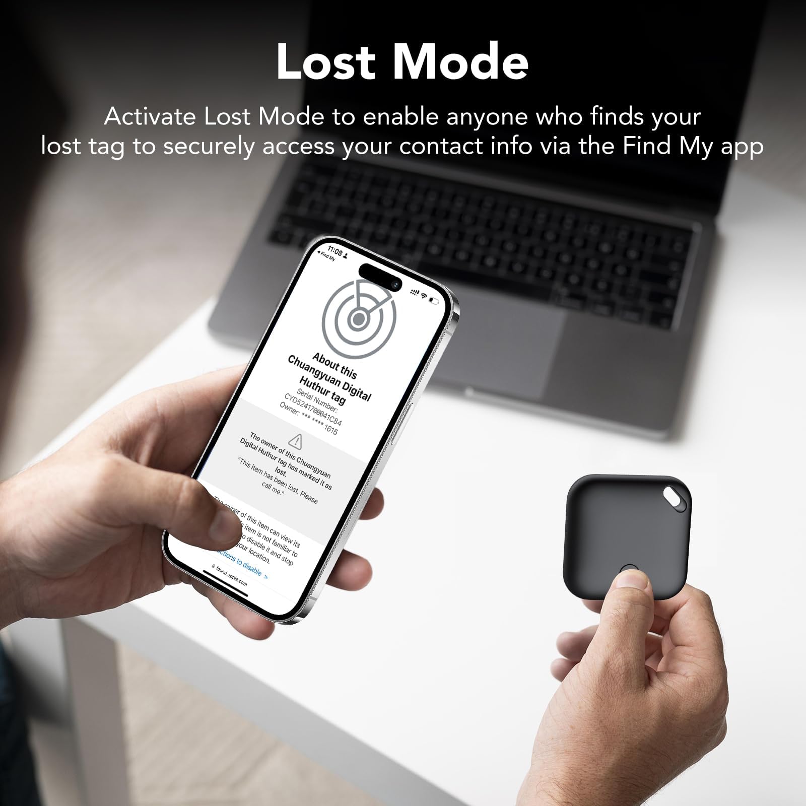 Air Tracker Tag, Smart Tag 2 Pezzi, Localizzatore Chiavi Compatibile con Apple Find My (solo iOS), 90dB Bip, IP67 Impermeabile, Batteria Sostituibile, per Chiavi/Bagagli/Valigia/Portafoglio/Zaino