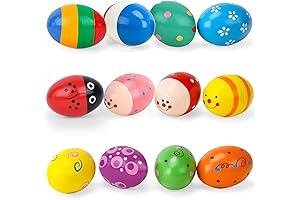 POPLAY 12PCS Wooden Percussion Musical Eggs Maracas Egg Shakers for Party Favors...