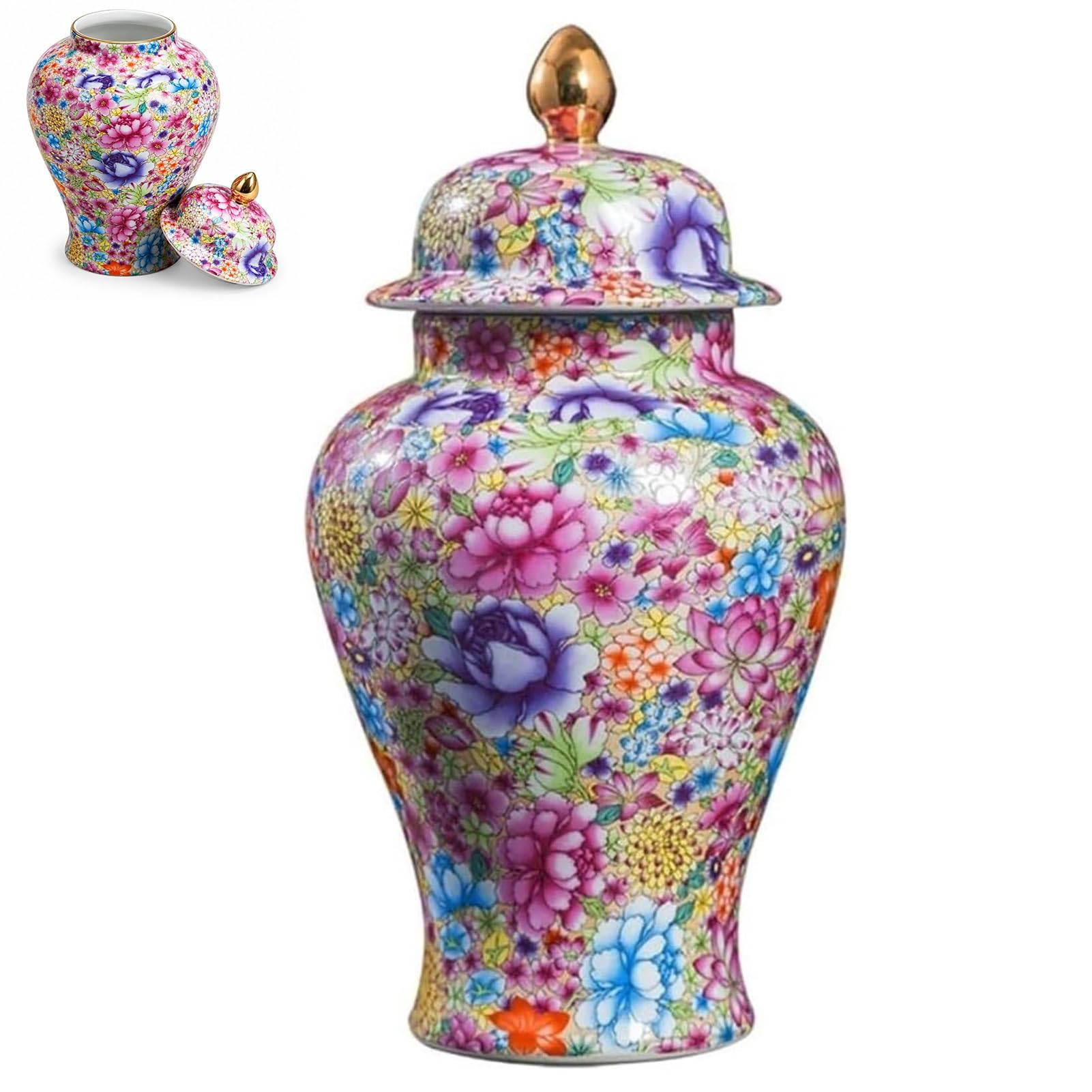 Ginger Jar Vase Storage Ceramic Colorful Vases With Lid For Home Decor Temple Enamel Imitated Decorative Jars
