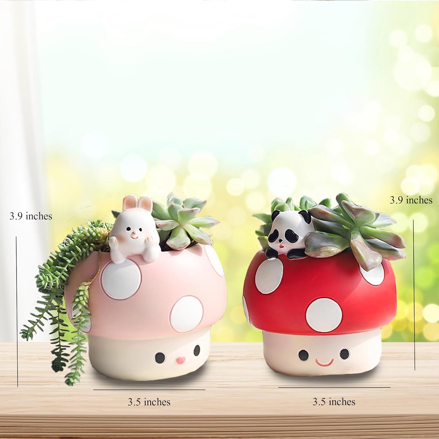 2 Pcs Mushroom Planter Cute Succulent Pots Pink and Red Mushroom Unique Planters for Indoor Plants Flower Pots for Mini Plant Small Plant Pots Home Garden Office Table Decor Succulent Planters