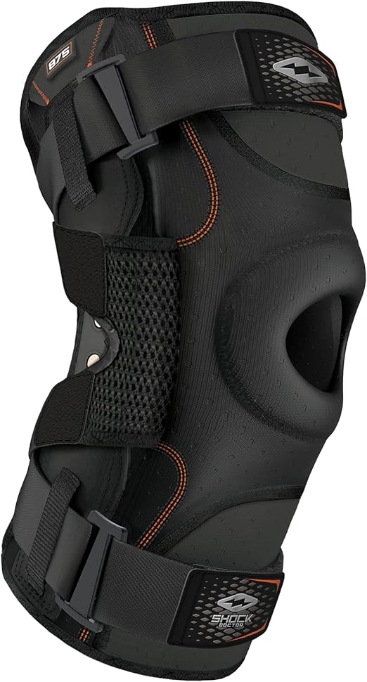 Shock Doctor Knee Brace, Compression Knee Brace for Men & Women, Hinged Knee Brace with Side Stabilizers, Maximum Support, Adjustable Dual Hinges, Knee Braces and Knee Support