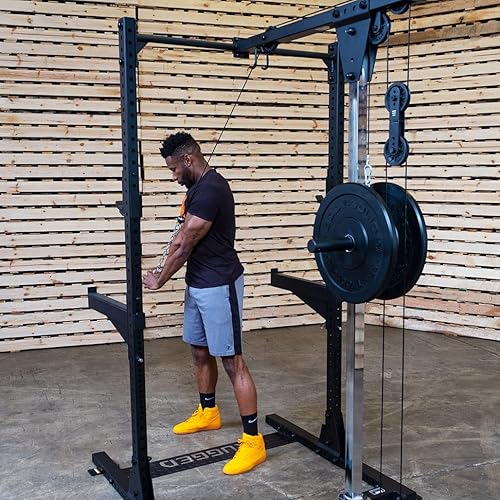 Miniatura 4 de Rugged Fitness (Y230) Accesorio LAT para rack de alimentación incluye barras LAT y de fila con diseño de placa cargada y compatible con peso