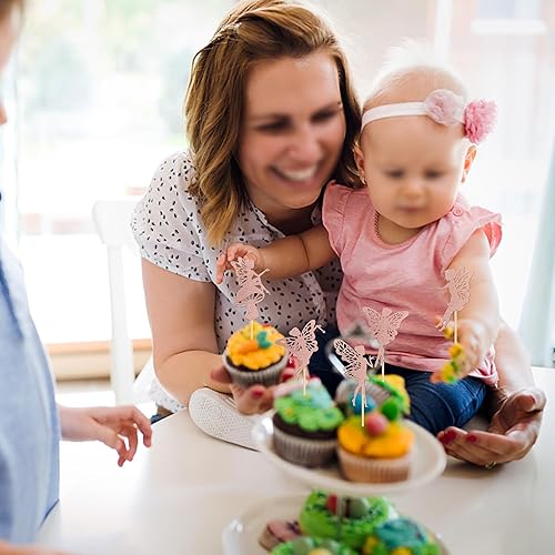 Miniatura 7 de 30 piezas de adornos para cupcakes de hadas, flores con purpurina, ángel, hada, ballet, bailarina, cupcakes, para boda, despedida de soltera, baby