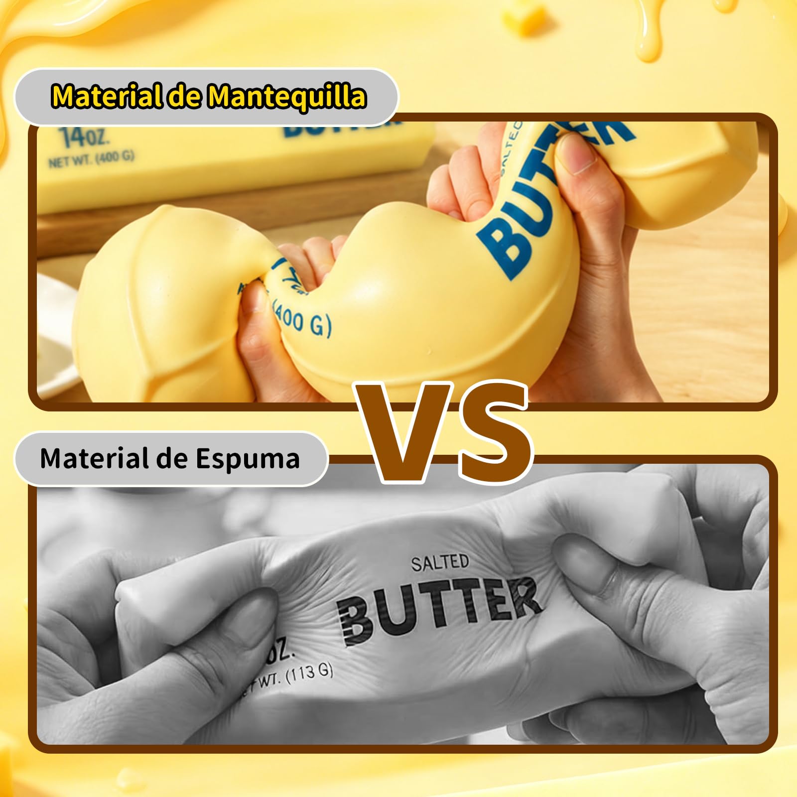 25cm Giant Butter Squishy, Squishy Mantequilla Grande 14oz, Juguete Antiestrés Suave Slow Rising, Pelota Antiestrés para Niños y Adultos, Fidget Toy Relajante, Regalo y Party Favor (1PCS)