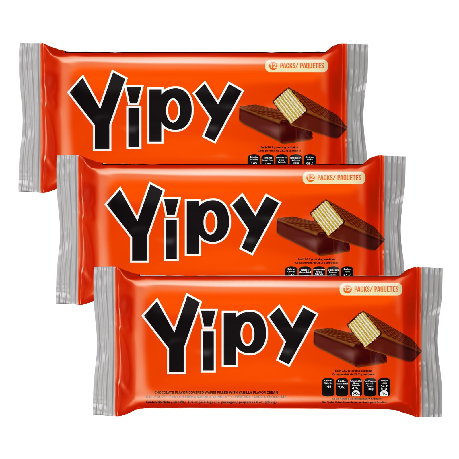 Yipy Wafers | Vanilla Wafers Covered in Chocolate | Delicious Snack | 10.6 Ounce (Pack of 3)