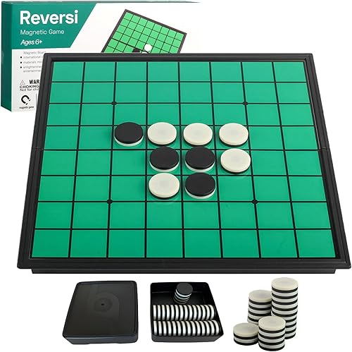 Reversi Game - Vikutu - Juego de mesa de viaje portátil de 9.7 pulgadas - 2 cajas de almacenamiento adicionales - Tabla plegable