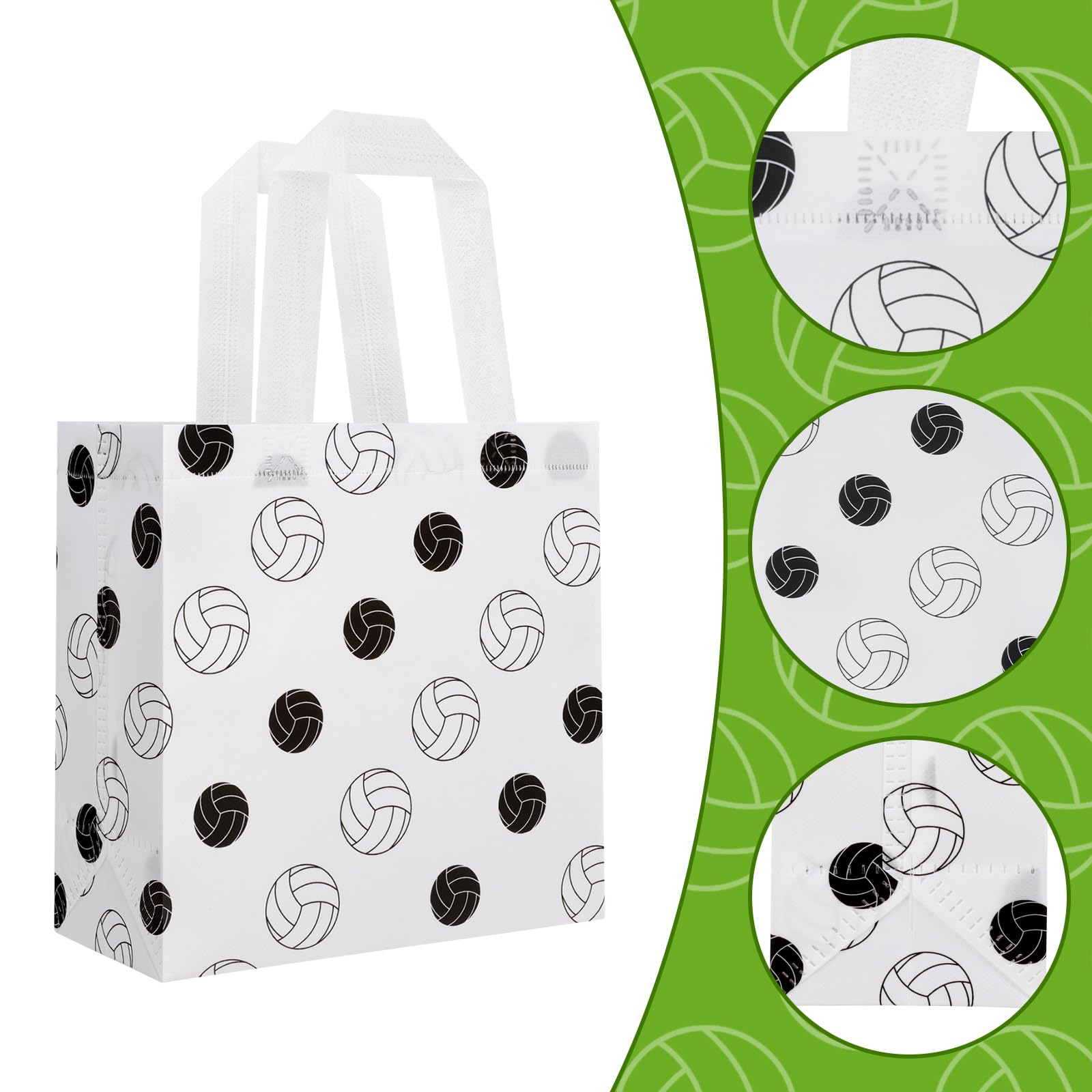 Hxezoc 12 Pieces Volleyball Gift Bags with Handle, Reusable Non Woven Treat Goodie Bag Sport Favor Bags For Volleyball Theme Birthday Party Decoration Supplies