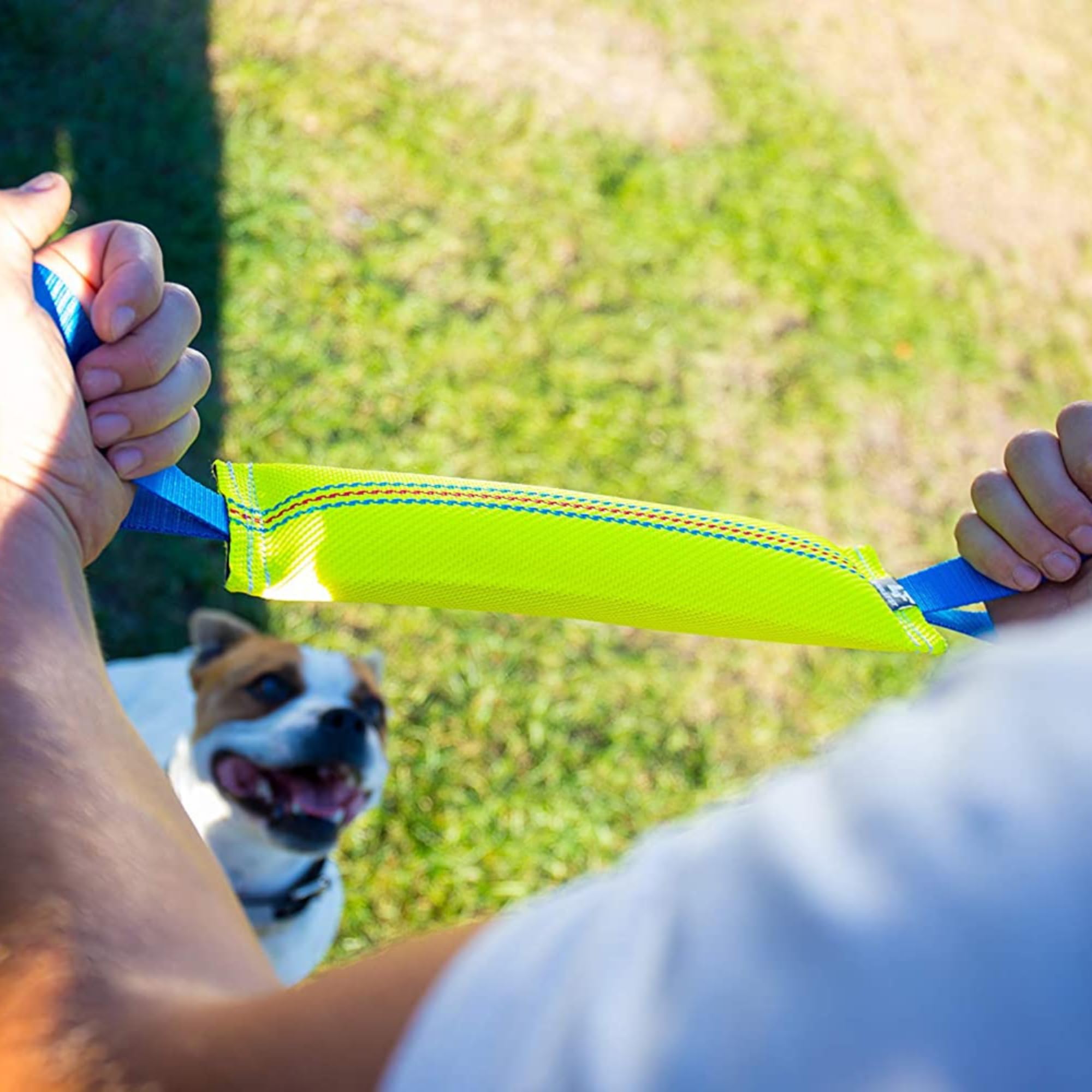 Bull Fit Manicotto per Cani 2 pezzi, con Cuciture Esterne, con due Fiocchi - Duraturo, fatta a mano in manichetta antincendio - per l'addestramento o per il gioco