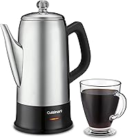 Cuisinart PRC-12N Classic 12-Cup Stainless Steel Percolator - No-Drip Spout, Transparent Brew Knob