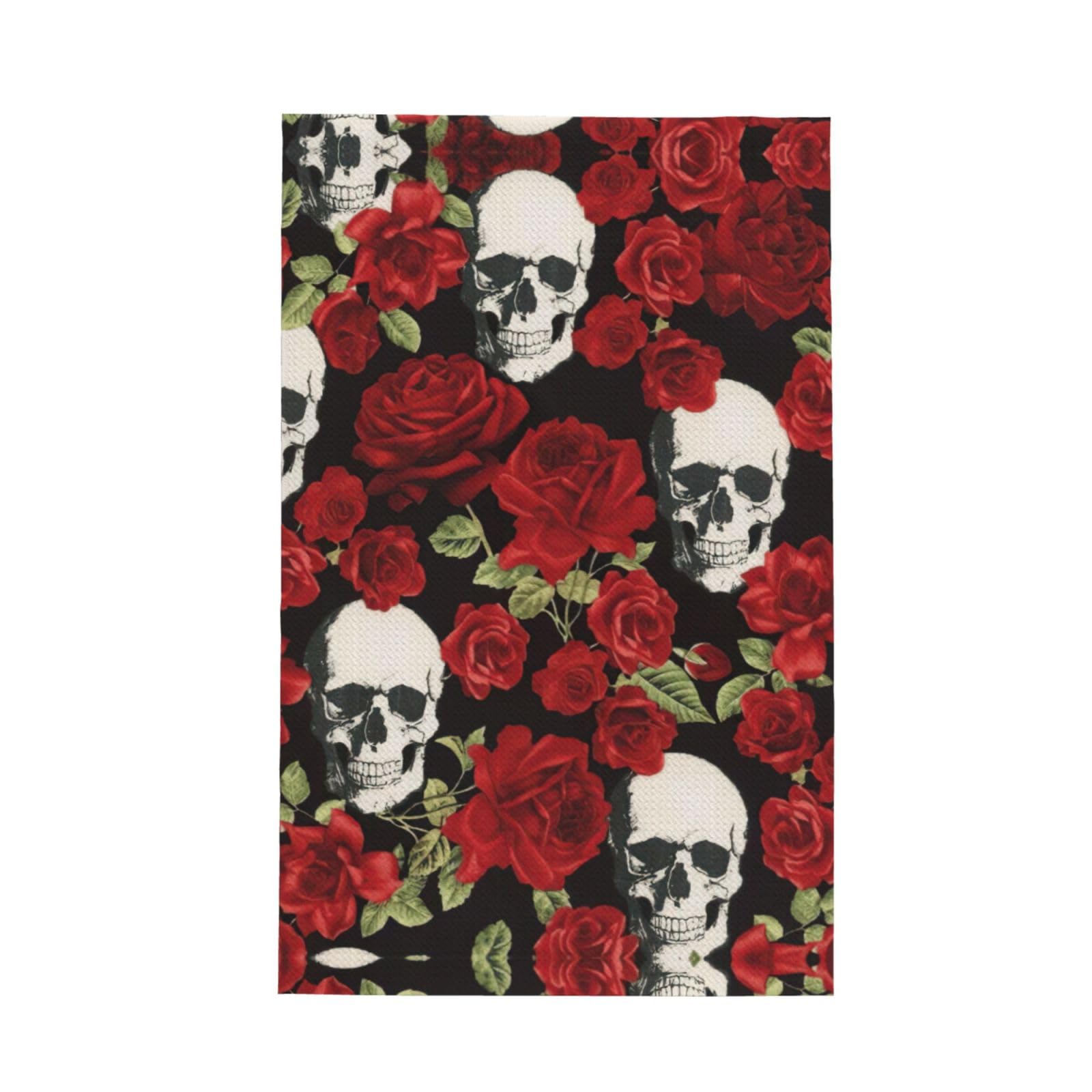Uusnwaa Rose Skull Printed Waffle Microfiber Kitchen Towels