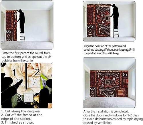 Miniatura 4 de Despegar y pegar papel tapiz de decoración tribal papel decorativo para sala de estar protege la superficie (W) 98.4 pulgadas X (H) 91 pulgadas