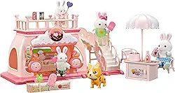Casinha Feliz Padaria Infantil, Casa de Bonecas com Sorvetes, Rosa, Conjunto de Brinquedo Temático, Loja de Doces em Miniatura