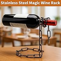 Vista 7 de TBWHL Soporte mágico para botellas de vino, cadena de eslabones de acero flotante, soporte para botellas de vino, sostiene botellas en el aire