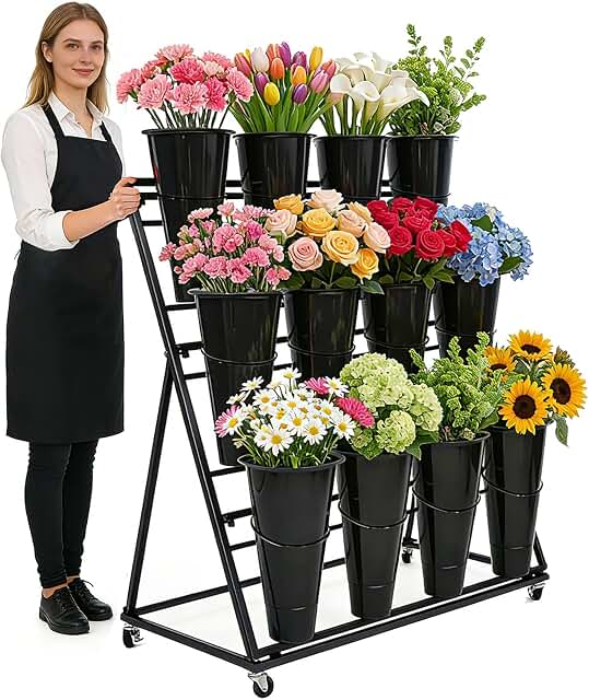 Flower Display Stand with 12 Buckets