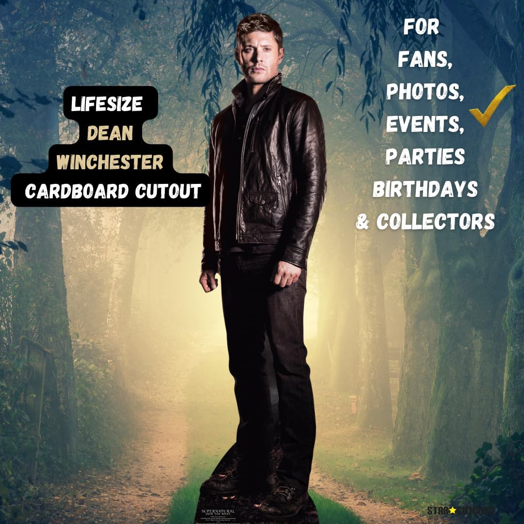 STAR CUTOUTS Dean Winchester (Jensen Ackles) Hunter Supernatural Life Size Cardboard Cut Out with Mini Table Top, Multi Colour