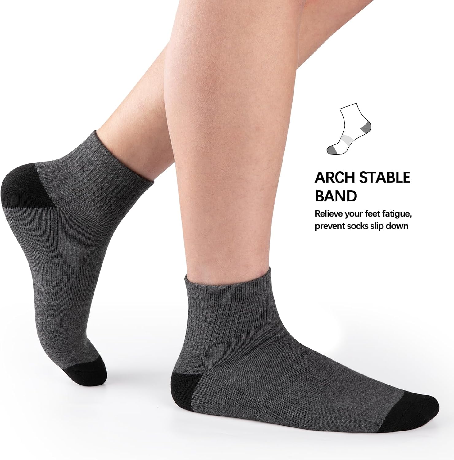 COOVAN 12 Pairs Mens Cushion Ankle Socks Men 12 Pack Low Cut Comfort Breathable Casual Socks - Image 6