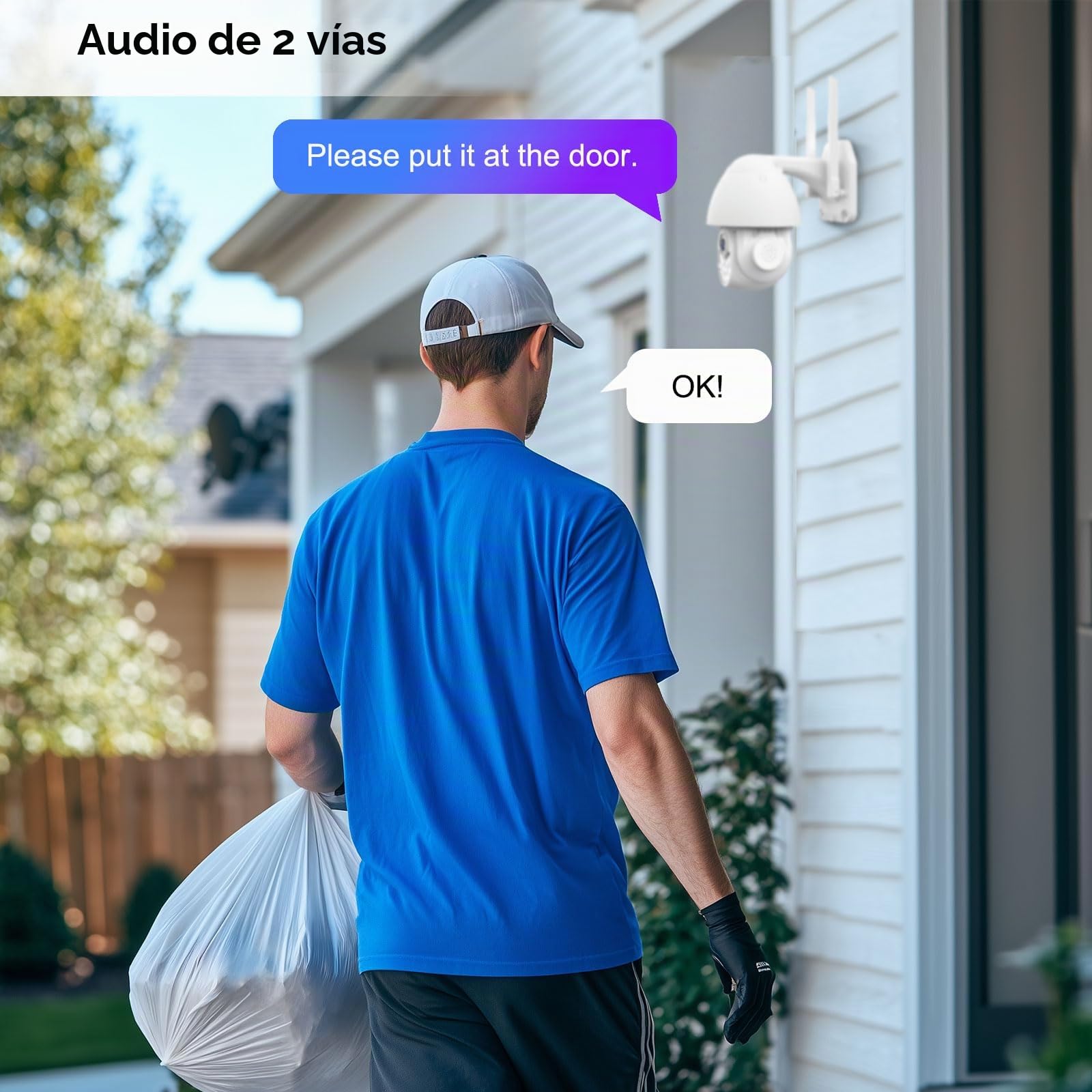 PGST 1080P Cameras de Vigilancia WiFi, Camara WiFi Exterior Motorizada Impermeable IP66 con Audio de Dos Vías, Visión Nocturna en Color de Detección de Movimiento Monitorización Inteligente