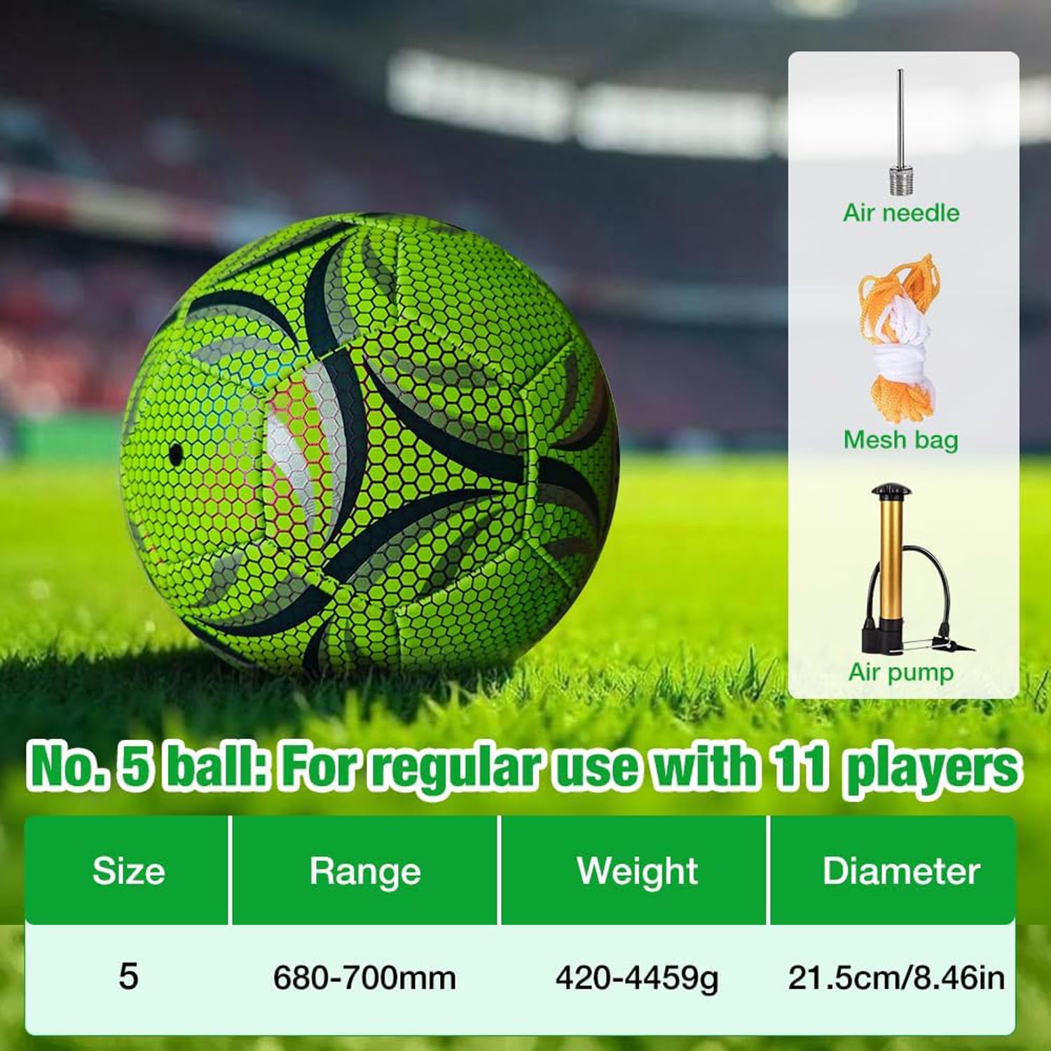 Leuchtender Fußball,Fußball Leuchten im Dunkeln,LED Fussball Standard Grösse 5, Reflektierender Fussball mit Pumpe für Nachtspiele Training, Sport Leuchtfußball für Erwachsene