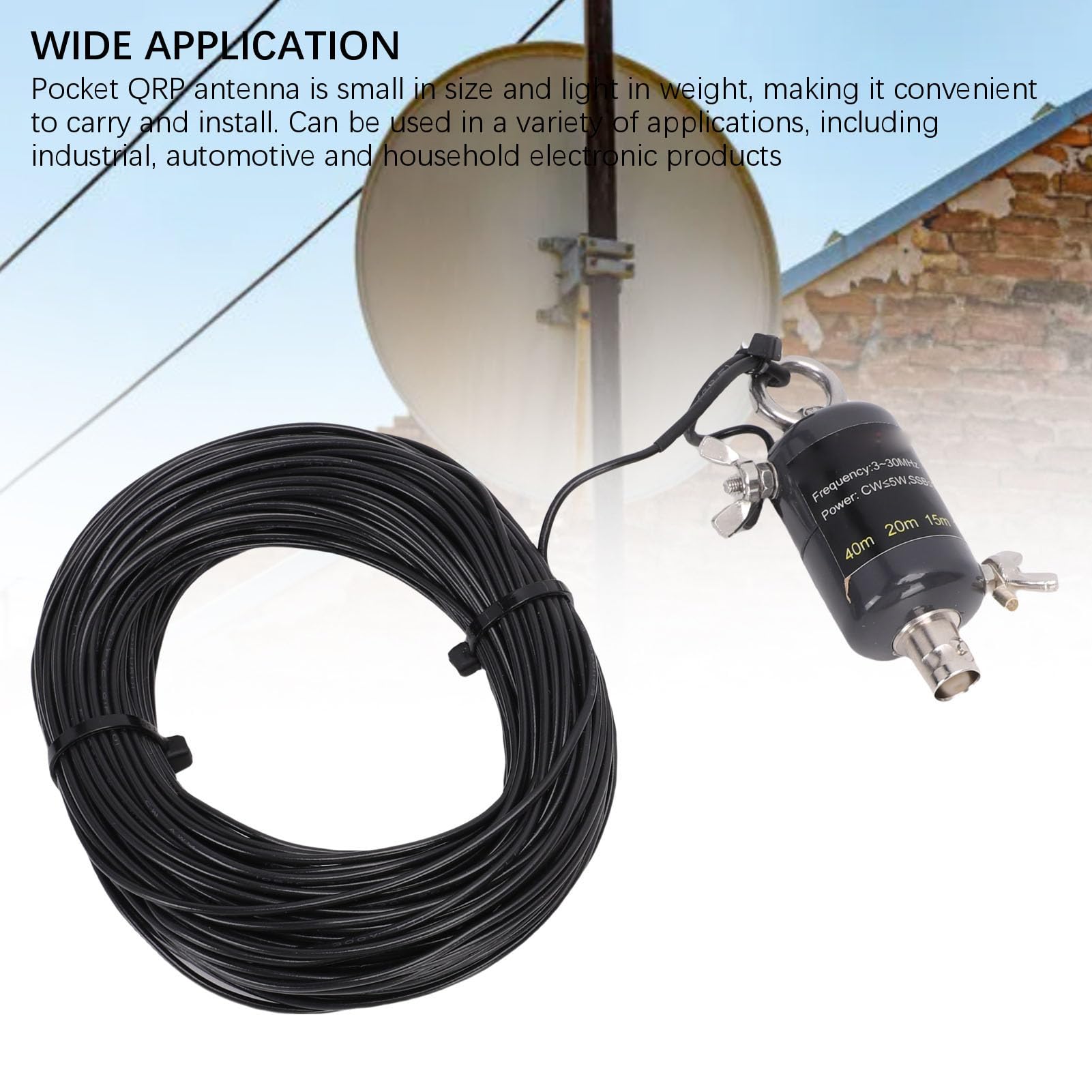Fabater Antenna QRP Tascabile 3-30 MHz Leggera a Onde Corte Facile Sintonizzare per gli Appassionati di attività All'aperto Prodotti Automobilistici