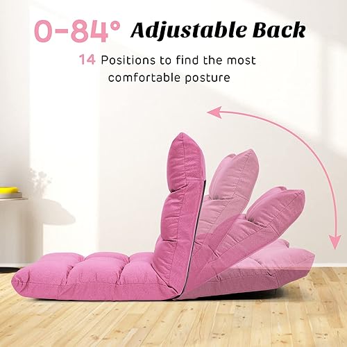 Miniatura 31 de Giantex Sofá ajustable para juegos de piso, acolchado de 14 posiciones, plegable, reclinable perezoso, esponja de alta resistencia, tela de algodón