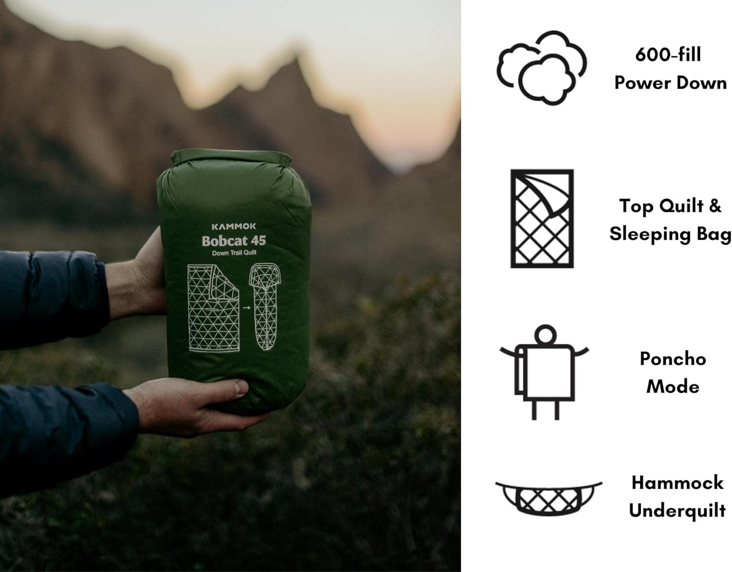 KAMMOK Bobcat 45°F - Down Trail Quilt, Water Resistant, Durable, Compact and Packable, Indoor/Outdoor Camp Blanket (84 in × 54 in) - Image 2