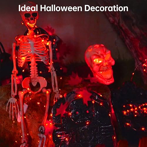 Miniatura 2 de Blingstar Guirnalda de luces rojas de Navidad de Halloween, paquete de 2 tiras de luces LED de 33 pies, 100 luces LED de alambre plateado para