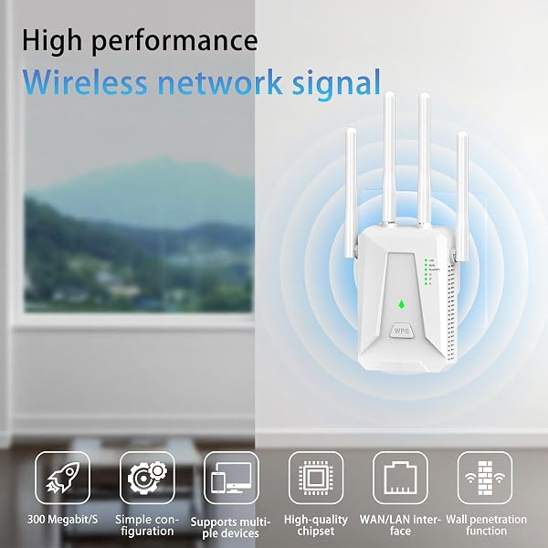 2026 WiFi Booster Range Extender, WiFi Extender, 4 Antennas Ethernet Port, 50 Devices WiFi Booster Extender, Covers Up to 5000 Sq.ft, Quick Setup, Works with Any WiFi Router, UK Plug (White) - 2
