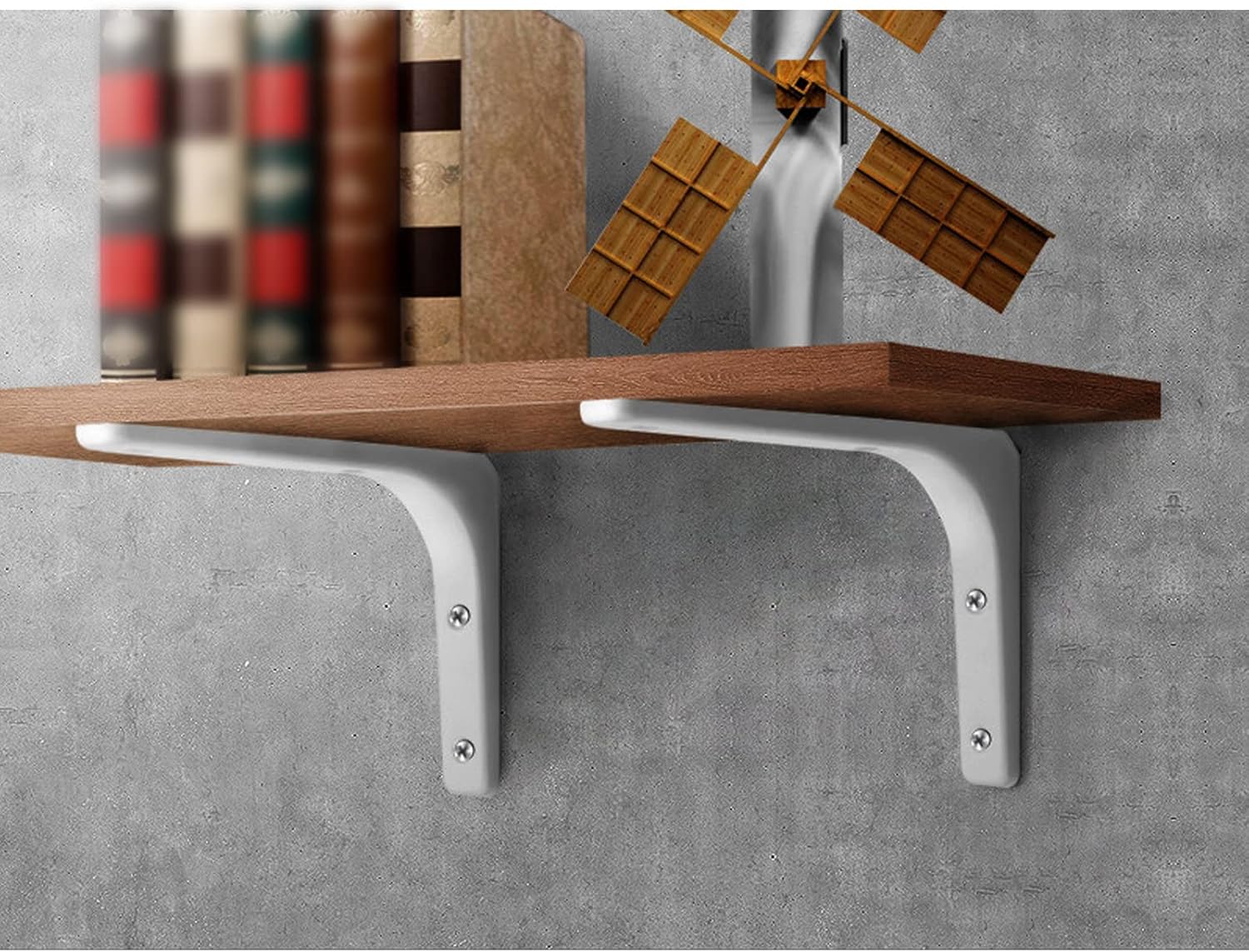 L Brackets Modern Floating Shelf Bracket,Metal Iron Shelf Supports,Wall Mounted Shelve Brackets,90 Degree Angle Corner Bracket,Matte Black White,Easy to Install 2 Pcs (16in,White)