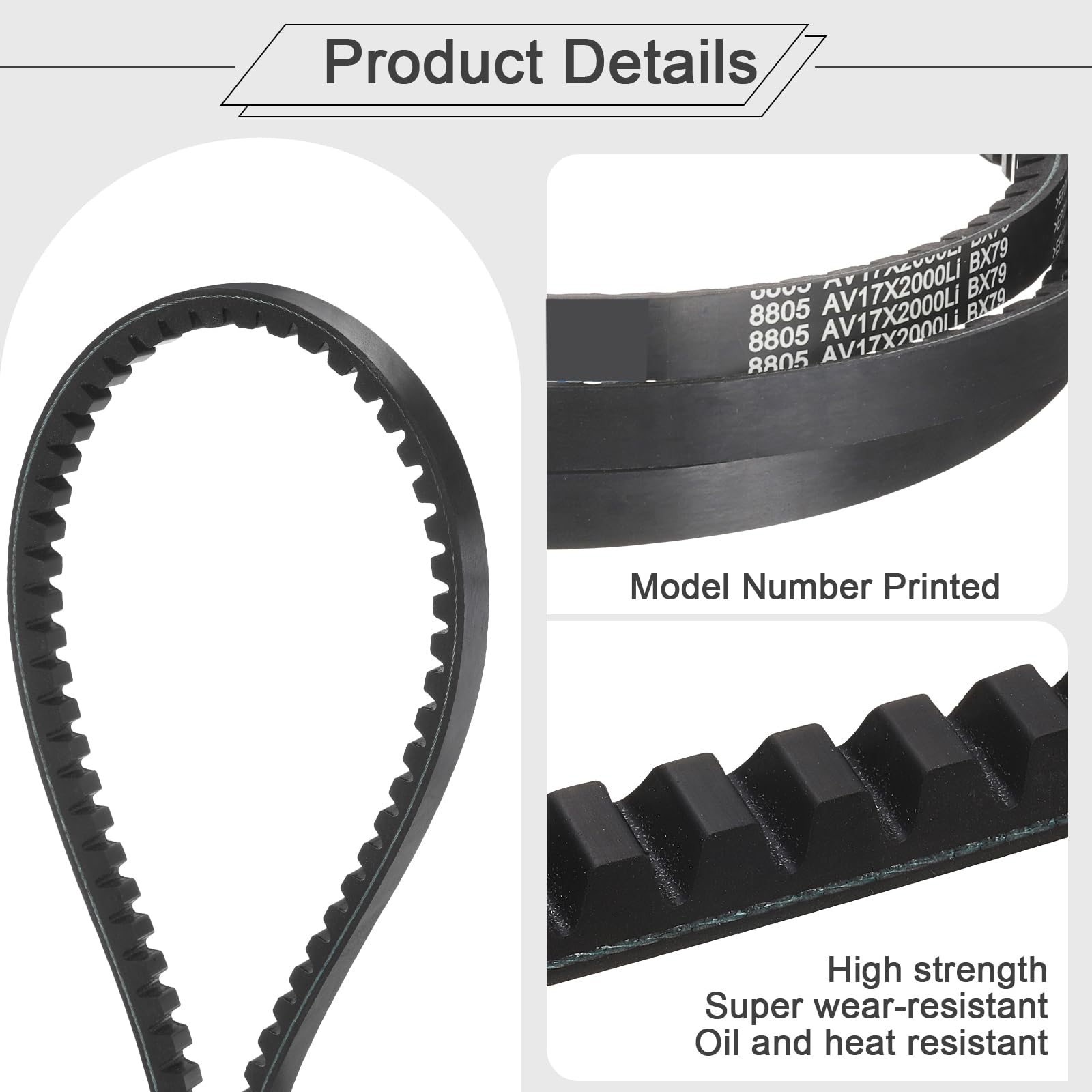 QUARKZMAN 2 Piezas BX79 Correa En V EPDM Correa Transmisión Industrial Goma Con Dientes Y Borde Crudo 2047mm Longitud Paso 17 Ancho Superior 11 Grosor Goma Para Transmisión Potencia