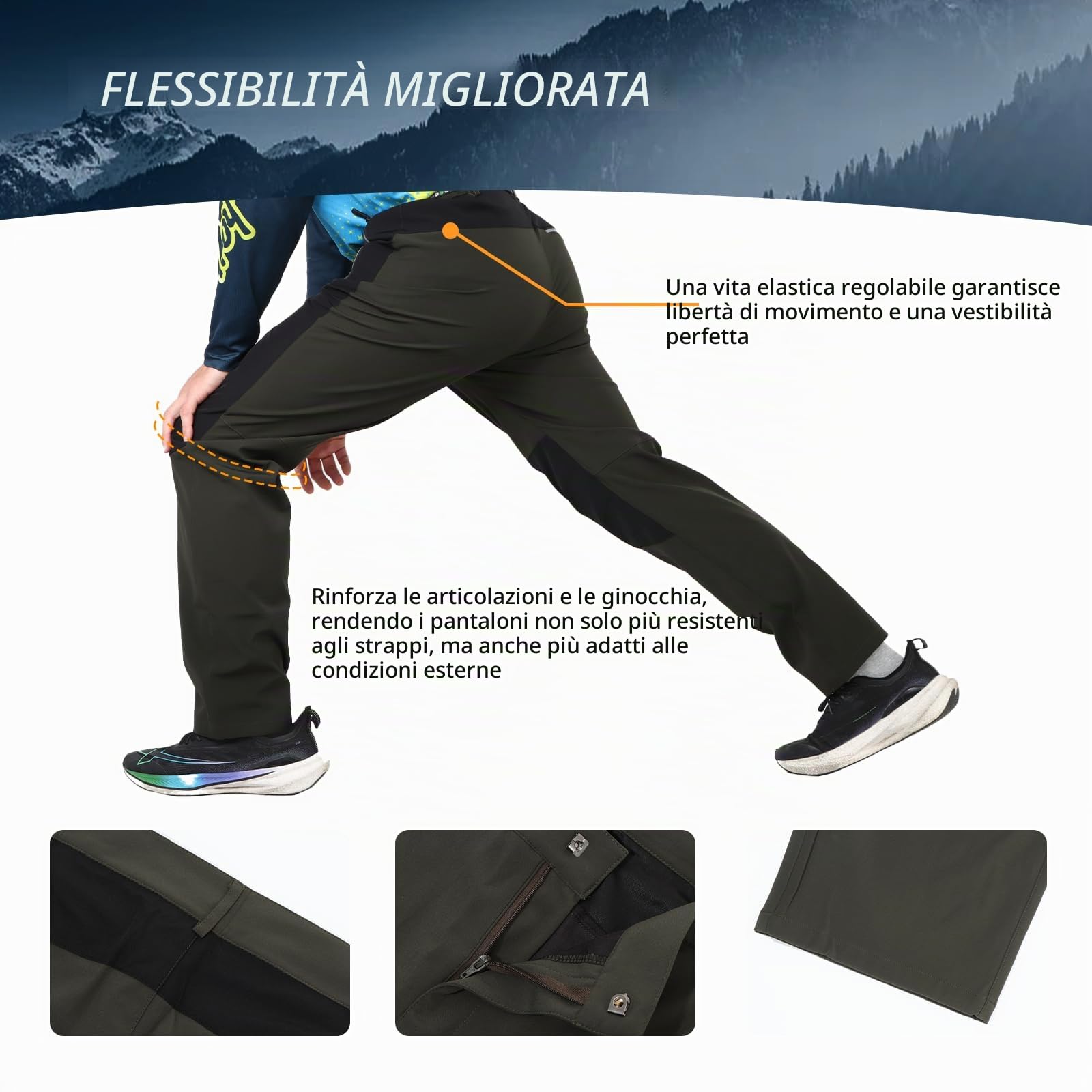 BWBIKE Pantaloni da Trekking da Uomo Pantaloni da Lavoro Leggeri da Esterno Pantaloni Cargo Elasticizzati Resistenti all'Acqua Pantaloni da Pesca da Campeggio Sportivi da Uomo