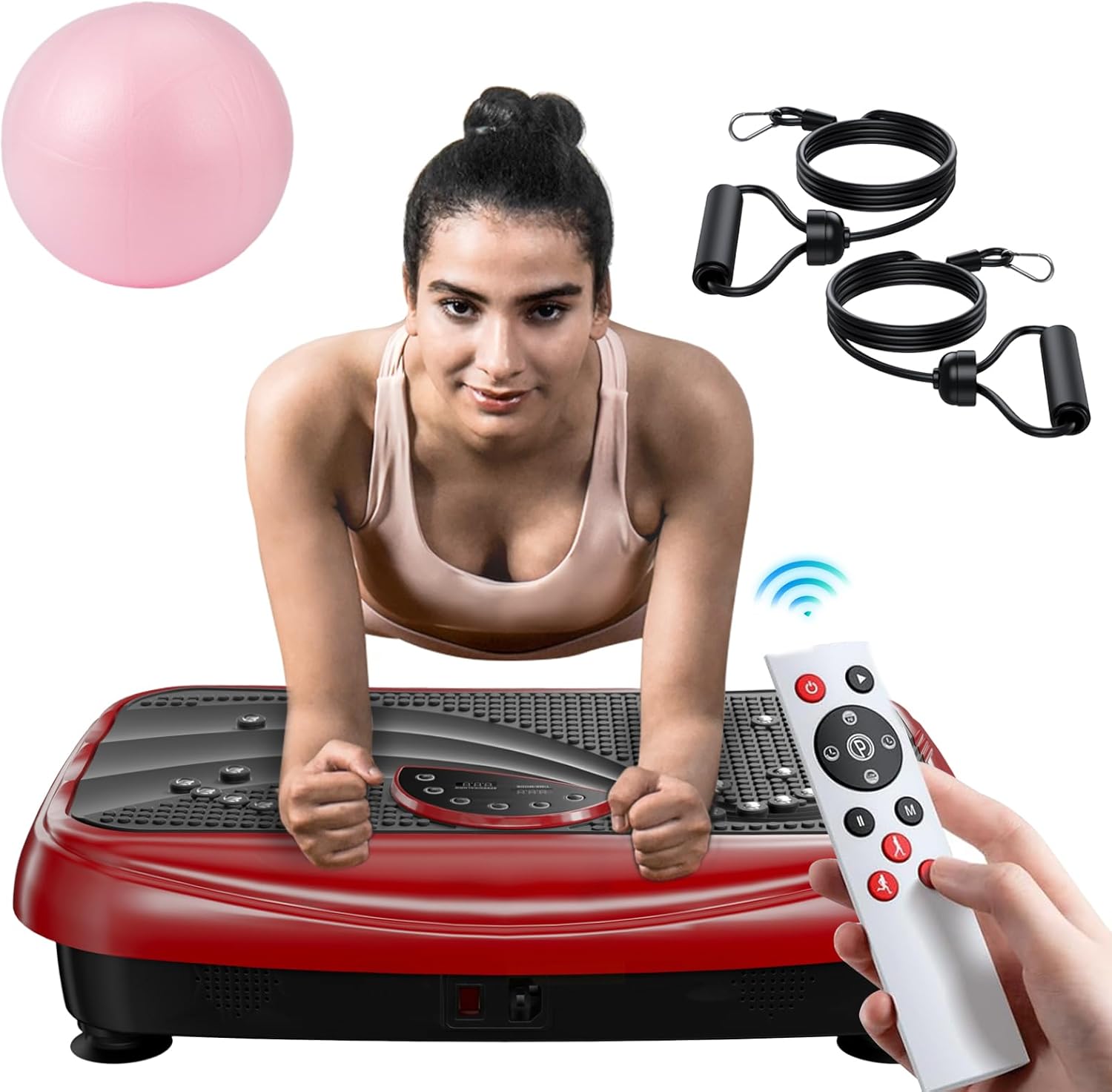 UCIN Vibration Plate Exercise Machine, Vibration Plate for Lymphatic Drainage, 330 Lbs Capacity Whole Body Workout Vibration Platform for Home & Office with Resistance Bands/Pilates Ball